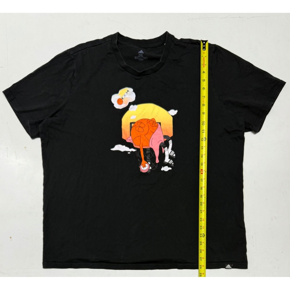 Adidas Basketball Graphic T Shirt Men's 2XL Cartoon Dunk Black Tee